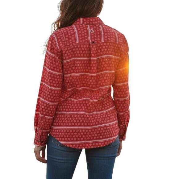 Magellan Outdoors Fish Gear Womens Red Holiday Relaxed Fit Shirt Large - Picture 3 of 16